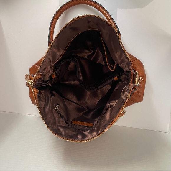 Used Kattee Tan Pebbled Genuine Leather Tote Bag Does not have shoulder strap - Picture 6 of 8